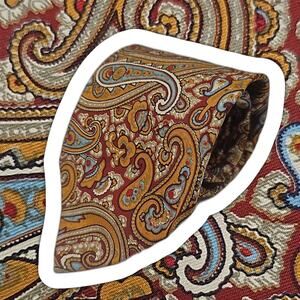 Bert Pulitzer Tie Yellow Paisley Silk Foulard Vintage England 59"